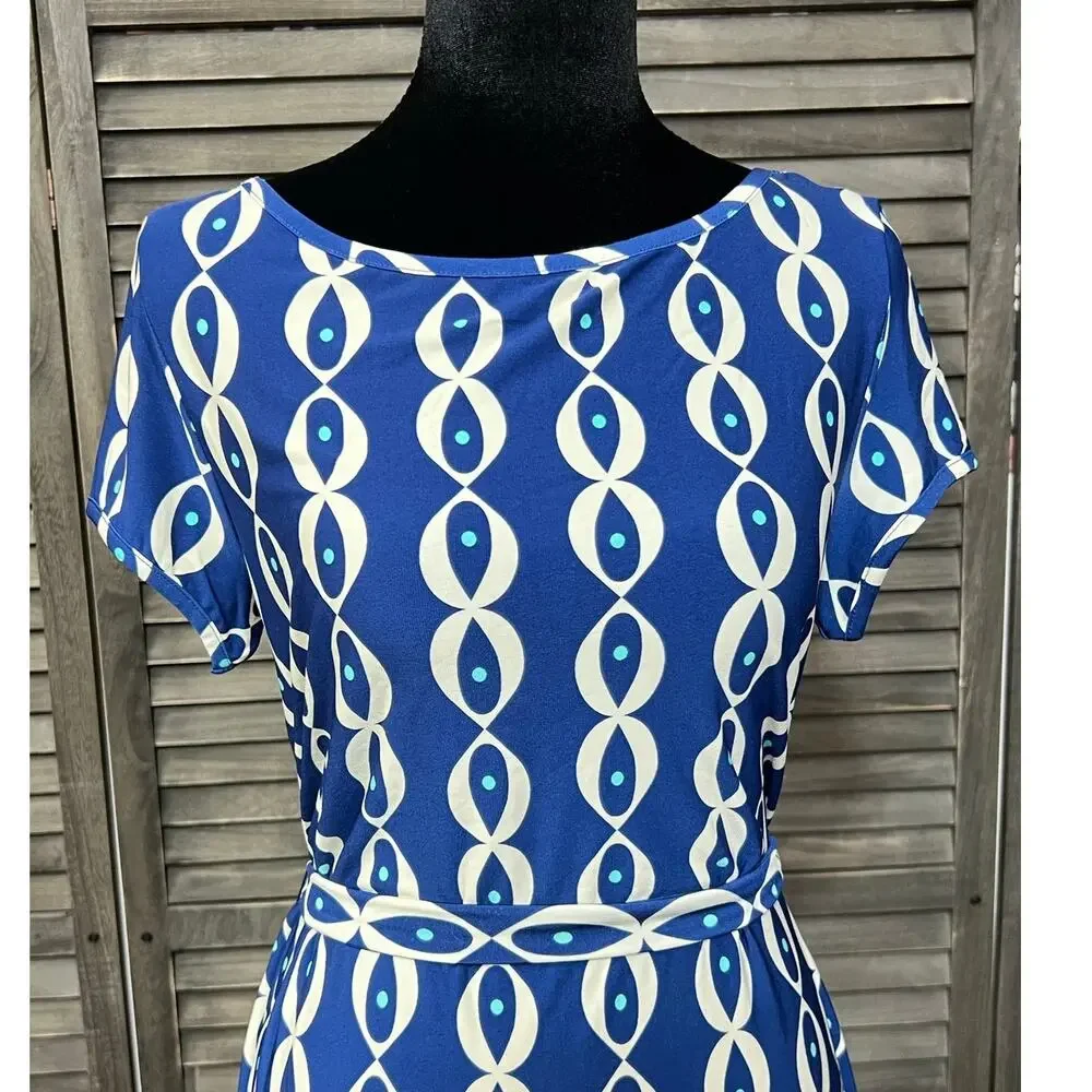 Leota Evil Eye Print Tie Waist Knee Length Dress Handmade NYC NWT Small - Picture 5 of 9